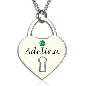 Personalized Heart Love Lockdown Pendant Necklace Sterling Silver