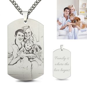Titanium Steel Sketch Photo Necklace