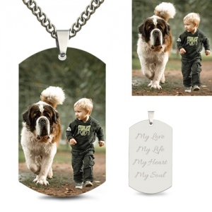 Custom-made Stainless Steel Photo Dog-Tag Necklace