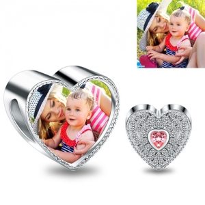 Photo Crystal Heart Charm