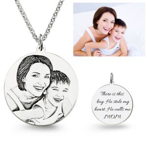 Engraved Photo Necklace Sterling Silver