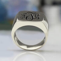 Customized Sterling Silver Monogram Signet Rings