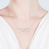 Infinity Heartbeat Necklace with Names Sterling Silver