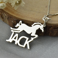 Personalized Horse Name Necklace for Kids Silver