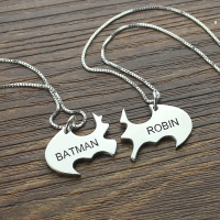 Batman Mother Daughter Name Necklaces Set