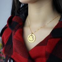 Personalized Promise Heart Circle Name Necklace Gold