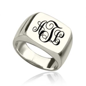 Customized Sterling Silver Monogram Signet Rings