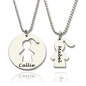 Sterling Silver Set Necklace For mother and Daughters