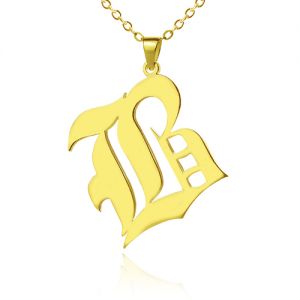 Custom Mens Initial Letter Charm Old English 18k Gold Plated