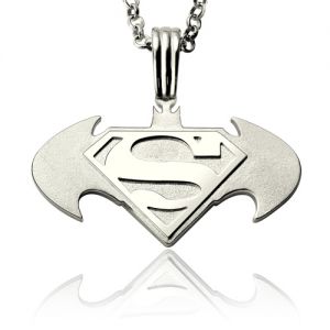 Father's Day Gift: Customized Sterling Silver Batman/Superman Necklace