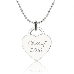Engraved Heart Class Of… Necklace In Sterling Silver