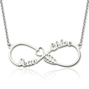 Arrow Infinity Necklace with Names Sterling Silver