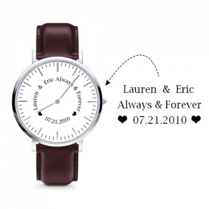 Engraved Round Wrist Watch Valentine's Day gift for Men/Women