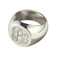 Customized Signet Radiant Monogram Ring in Sterling Silver