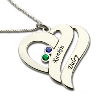 Valentine's Day Gift for Her-Two Hearts Forever One Necklace Sterling Silver