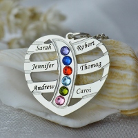 Moms Necklace With Kids Name & Birthstone In Sterling Silver