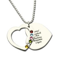 Heart Family Necklace With Birthstone Sterling Silver
