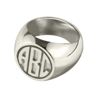 Customizable Silver ring with Block Monogram