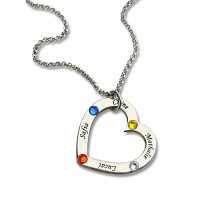 Birthstone Heart Name Necklace