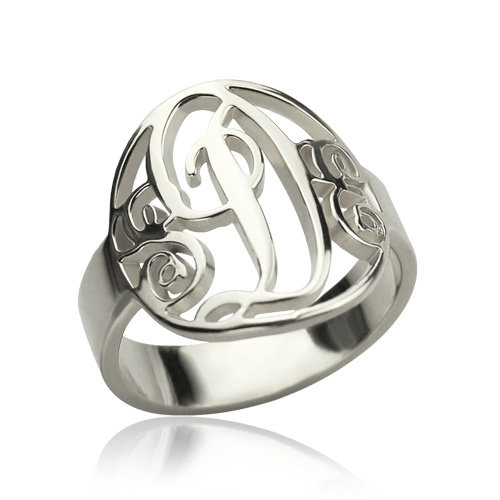 Women&#39;s Personalized Rings Monogram Initial Sterling Silver
