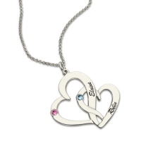 Hearts Name Silver Necklace