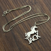 Personalized Horse Name Necklace for Kids Silver