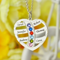 Moms Necklace With Kids Name & Birthstone In Sterling Silver