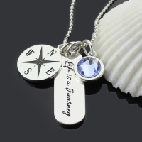 engraved compass necklace