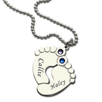 JewelOra Personalized Mother Necklace - 925 Sterling Silver, Custom Baby Feet Pendant With Birthstone, Gift For New Mom - View #11