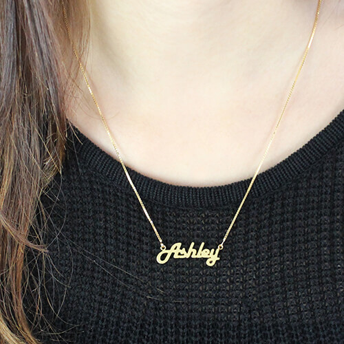 Retro Stylish Name Necklace 18K Gold Plated