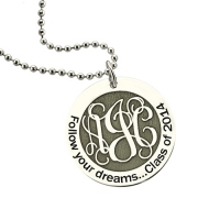 Personalized Class Graduation Monogram Necklace Sterling Silver