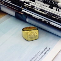Fashionable 18K Gold-Plated Monogram Initial Ring