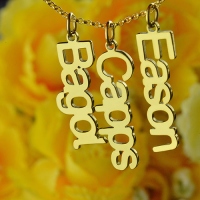 Customized Vertical Multiable Names Necklace 18K Gold Plated
