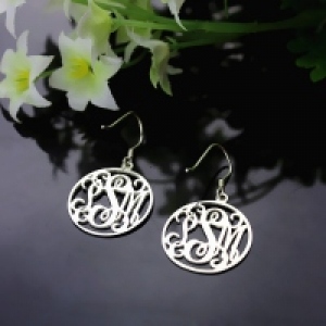 silver monogram earring