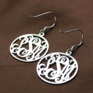 silver monogram earring