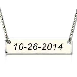 Personalized Sterling Silver Date Bar Necklace