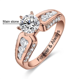 Engraved Gemstone Engagement Ring In Rose Gold