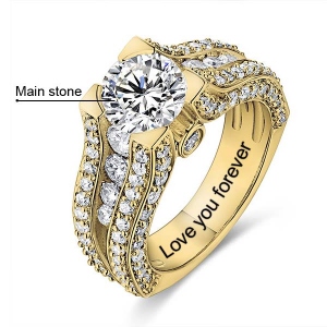 Engraved Flash Gemstone Engagement Ring In Gold