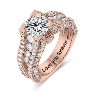 Engraved Flash Gemstone Engagement Ring In Rose Gold