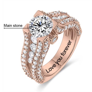 Engraved Flash Gemstone Engagement Ring In Rose Gold