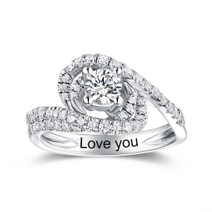 Engraved Gemstone Promise Ring In Silver
