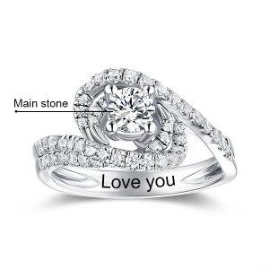 Engraved Gemstone Promise Ring In Silver