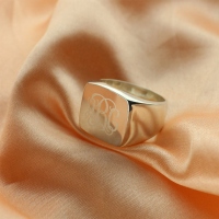 Custom Engraved Square Designs Monogram Ring Sterling Silver