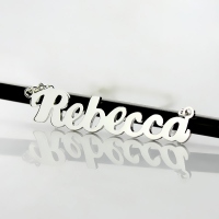 silver puff name necklace