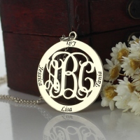 Personalized Family Monogram Name Necklace Sterling Silver